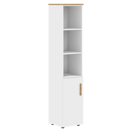 Высокий шкаф с глухой малой дверью  левой FORTA Белый-Дуб Гамильтон FHC 40.5 (L) (399х404х1965) в Элисте - изображение