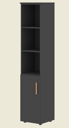 Высокий шкаф с глухой малой дверью  левой FORTA Черный Графит  FHC 40.5 (L) (399х404х1965) в Элисте - изображение