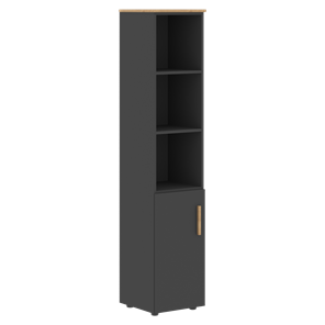 Шкаф колонна высокий с глухой малой дверью левой FORTA Графит-Дуб Гамильтон  FHC 40.5 (L) (399х404х1965) в Элисте