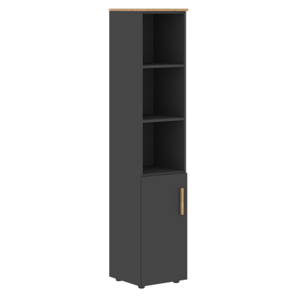 Шкаф колонна высокий с глухой малой дверью левой FORTA Графит-Дуб Гамильтон  FHC 40.5 (L) (399х404х1965) в Элисте - изображение