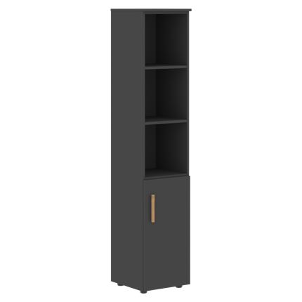Высокий шкаф колонна с глухой малой дверью правой FORTA Черный Графит  FHC 40.5 (R) (399х404х1965) в Элисте - изображение