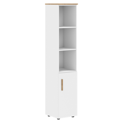 Шкаф колонна высокий с глухой средней дверью правой FORTA Белый-Дуб Гамильтон FHC 40.5 (R) (399х404х1965) в Элисте - изображение