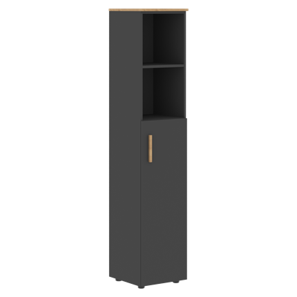 Шкаф колонна высокий с глухой средней дверью правой FORTA Графит-Дуб Гамильтон   FHC 40.6 (R) (399х404х1965) в Элисте - изображение
