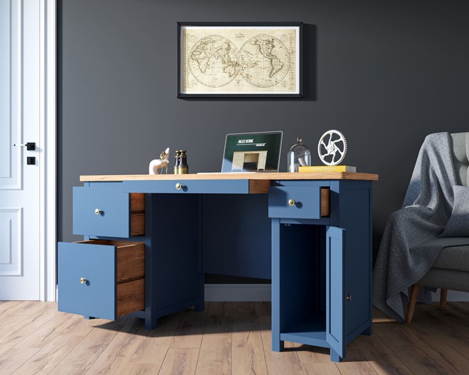 Большой рабочий стол Jules Verne JV14ETGB (Синий) в Элисте - изображение 2