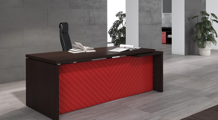 Офисный стол руководителя TORR LUX TLST 169 1600х900х750 Дуб Каньон/ Красный в Элисте - изображение 1