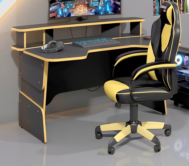 Компьютерный стол SKILLL STG 1390, Антрацит/ Желтый бриллиант в Элисте - изображение 3