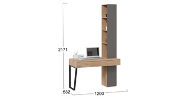 Стол с ящиками со шкафом комбинированным Порто СМ-393.15.012 (Яблоня Беллуно/Графит софт) в Элисте - предосмотр 1