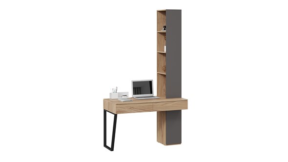 Стол с ящиками со шкафом комбинированным Порто СМ-393.15.012 (Яблоня Беллуно/Графит софт) в Элисте - изображение