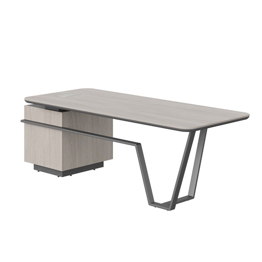 Стол с комбинированной столешницей и правой тумбой LINE Дуб-серый-антрацит СФ-571101.1 (2225х900х762) в Элисте - изображение 1