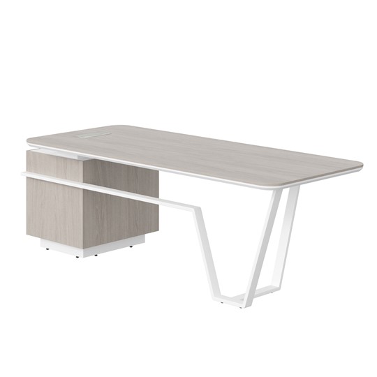 Стол с комбинированной столешницей и правой тумбой LINE Дуб-серый-белый СФ-571101.1 (2225х900х762) в Элисте - изображение 1