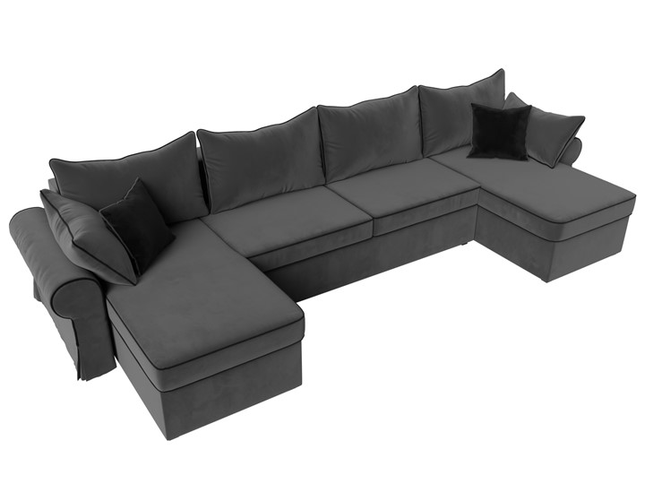 П-образный диван Элис, Серый (велюр) в Элисте - изображение 6