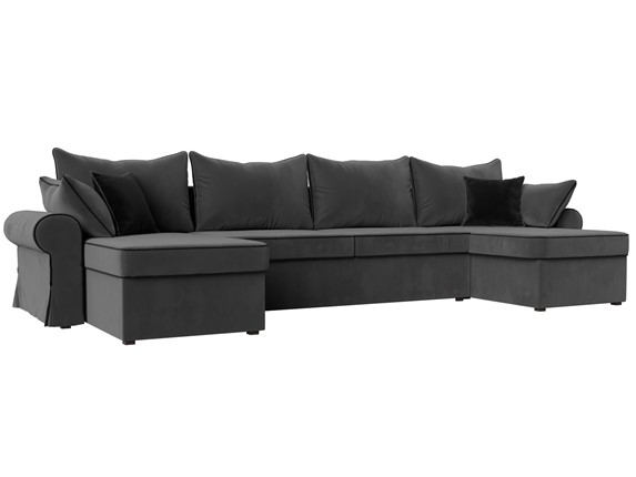П-образный диван Элис, Серый (велюр) в Элисте - изображение