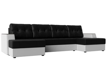 П-образный диван Эмир, Черный/Белый (Экокожа) боннель в Элисте