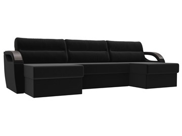 Большой П-образный диван Форсайт, Черный (микровельвет) в Элисте - предосмотр