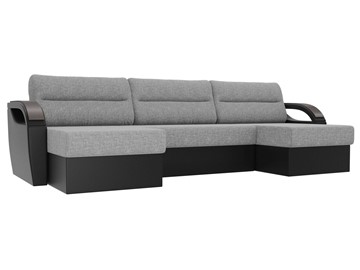 Большой П-образный диван Форсайт, Серый/Черный (рогожка/экокожа) в Элисте - предосмотр