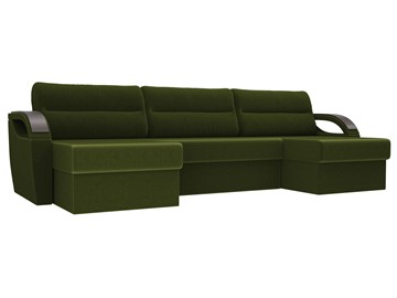Большой П-образный диван Форсайт, Зеленый (микровельвет) в Элисте