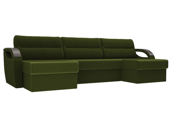 Большой П-образный диван Форсайт, Зеленый (микровельвет) в Элисте - изображение