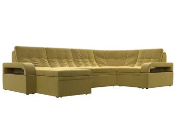 П-образный диван Лига-035, Желтый (Микровельвет) в Элисте