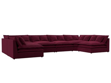П-образный диван Лига-040, Бордовый (микровельвет) в Элисте