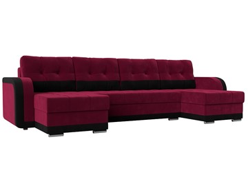 П-образный диван Марсель, Бордовый\Черный (Микровельвет) в Элисте