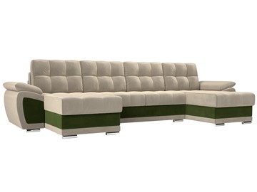 П-образный диван Нэстор, Бежевый/Зеленый (микровельвет) в Элисте - предосмотр