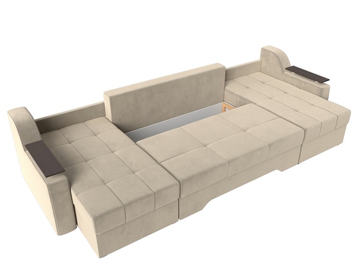 Большой П-образный диван Сенатор, Бежевый (Микровельвет) боннель в Элисте - изображение 1