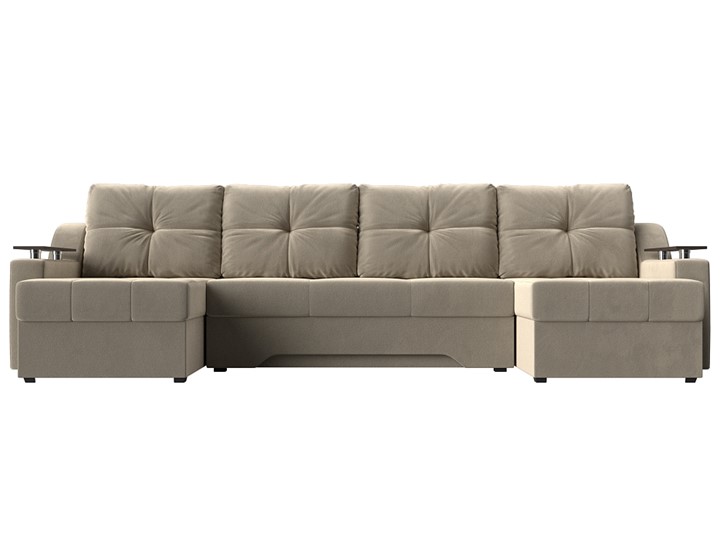 Большой П-образный диван Сенатор, Бежевый (Микровельвет) боннель в Элисте - изображение 5
