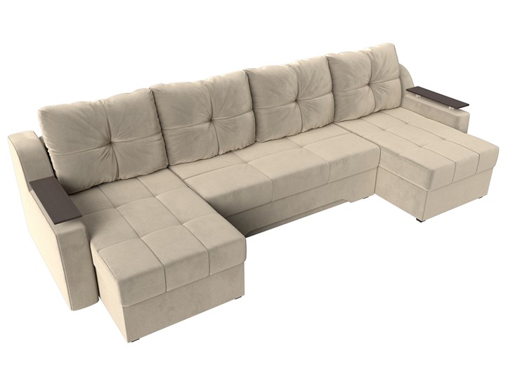 Большой П-образный диван Сенатор, Бежевый (Микровельвет) боннель в Элисте - изображение 8