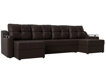 Большой П-образный диван Сенатор, Коричневый (Экокожа) боннель в Элисте