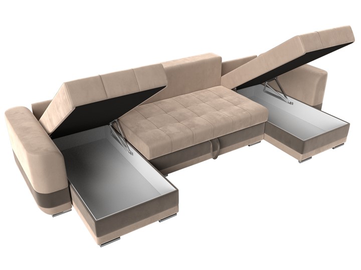 П-образный диван Честер, Бежевый/коричневый (велюр) в Элисте - изображение 5