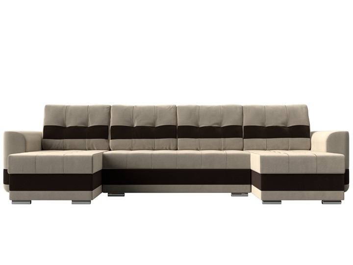 П-образный диван Честер, Бежевый/коричневый (вельвет) в Элисте - изображение 1