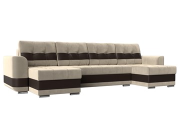 П-образный диван Честер, Бежевый/коричневый (вельвет/экокожа) в Элисте - предосмотр