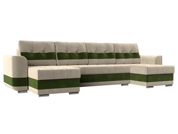 П-образный диван Честер, Бежевый/зеленый (вельвет) в Элисте - предосмотр