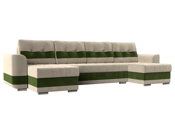 П-образный диван Честер, Бежевый/зеленый (вельвет) в Элисте - изображение