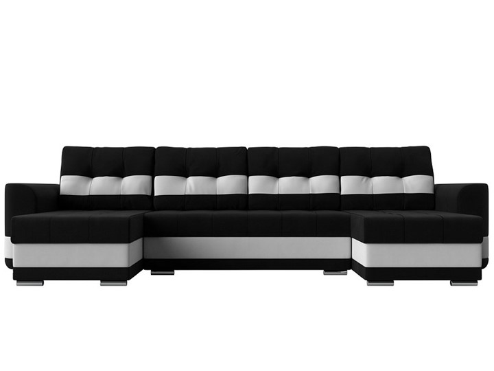 П-образный диван Честер, Черный/белый (вельвет/экокожа) в Элисте - изображение 1