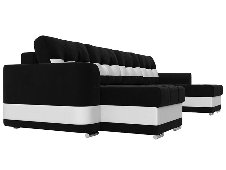 П-образный диван Честер, Черный/белый (вельвет/экокожа) в Элисте - изображение 2