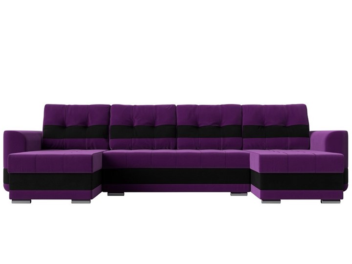 П-образный диван Честер, Фиолетовый/черный (вельвет) в Элисте - изображение 1