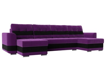 П-образный диван Честер, Фиолетовый/черный (вельвет) в Элисте - предосмотр