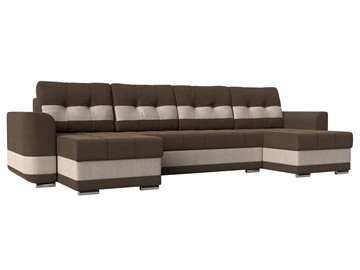 П-образный диван Честер, коричневый/бежевый (рогожка) в Элисте - предосмотр