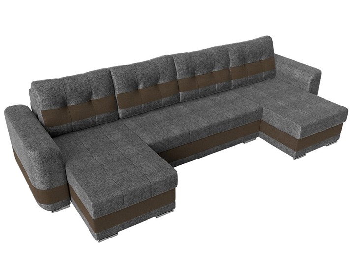 П-образный диван Честер, Серый/коричневый (рогожка) в Элисте - изображение 4