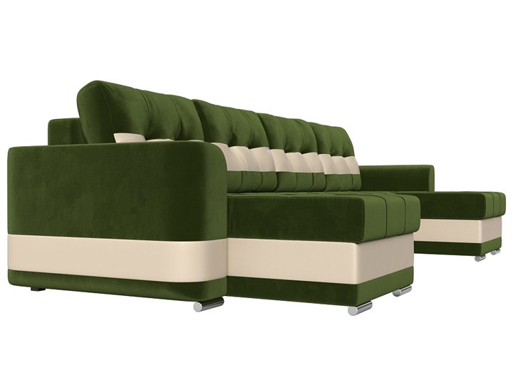 П-образный диван Честер, Зеленый/бежевый (вельвет/экокожа) в Элисте - изображение 2