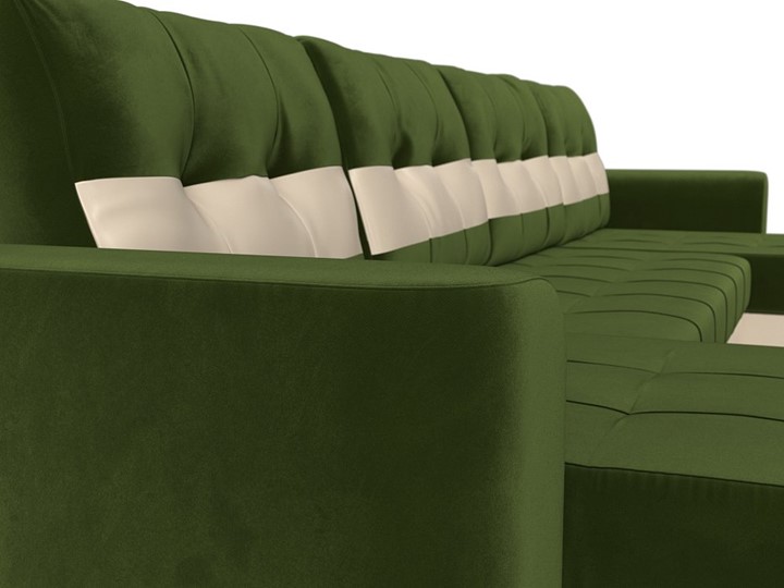 П-образный диван Честер, Зеленый/бежевый (вельвет/экокожа) в Элисте - изображение 3