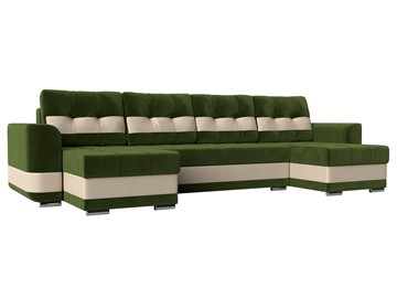 П-образный диван Честер, Зеленый/бежевый (вельвет/экокожа) в Элисте - предосмотр