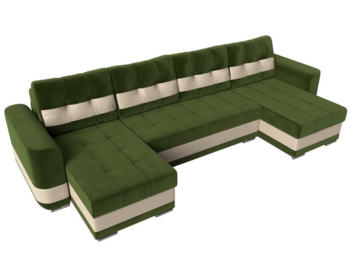 П-образный диван Честер, Зеленый/бежевый (вельвет/экокожа) в Элисте - изображение 4