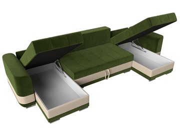 П-образный диван Честер, Зеленый/бежевый (вельвет/экокожа) в Элисте - предосмотр 5