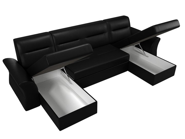 Большой П-образный диван Клайд, Черный (Экокожа) в Элисте - изображение 2
