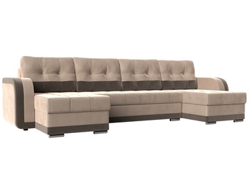 П-образный диван Марсель, Бежевый/коричневый (велюр) в Элисте - предосмотр