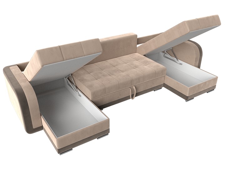 П-образный диван Марсель, Бежевый/коричневый (велюр) в Элисте - изображение 5