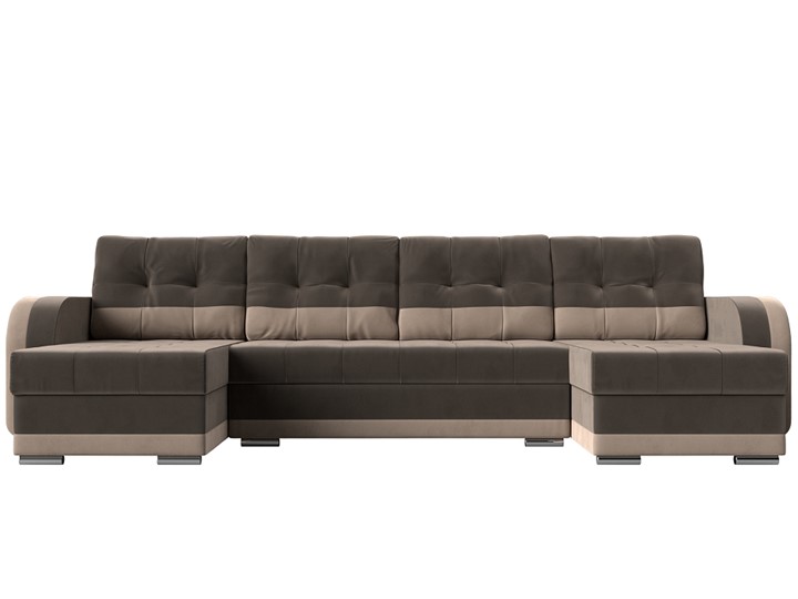 П-образный диван Марсель, Коричневый/бежевый (велюр) в Элисте - изображение 1