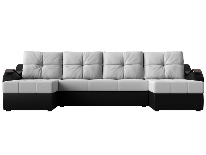 П-образный диван Меркурий П, Белый/черный (экокожа) в Элисте - изображение 1